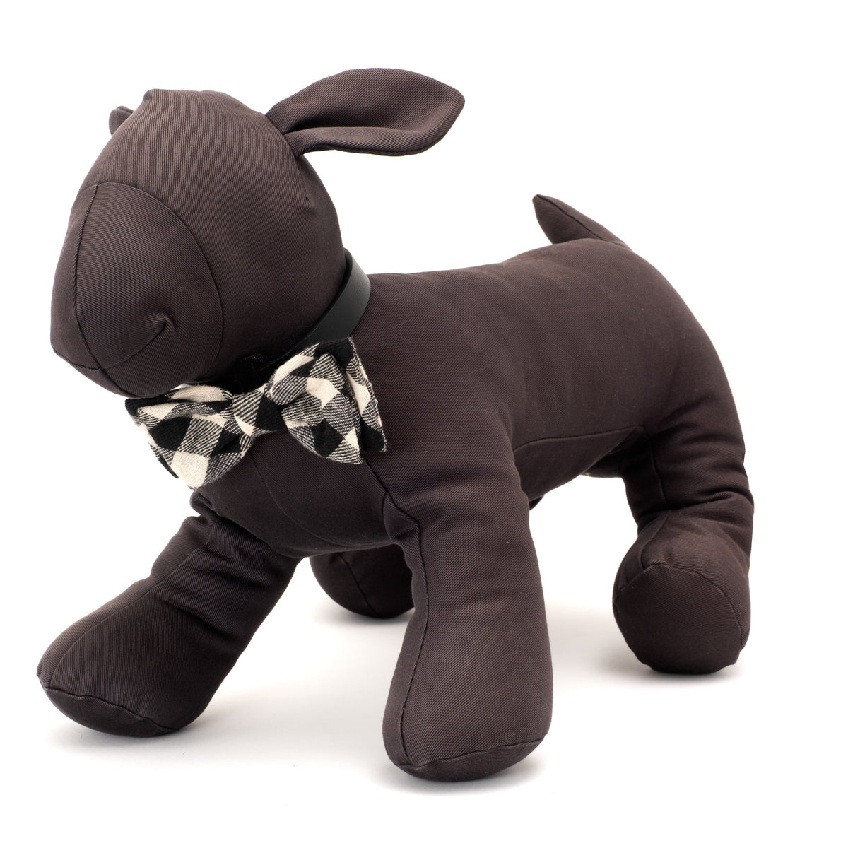 Black/Off White Buffalo Dog Bow Tie – Cotton, Black/White, Sizes S, L