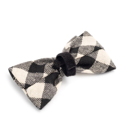 Black/Off White Buffalo Dog Bow Tie – Cotton, Black/White, Sizes S, L