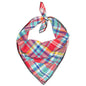 Coral Multi Plaid Dog Bandana – Cotton, Coral Multicolored, Sizes S, L