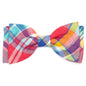 Coral Multi Plaid Dog Bow Tie – Cotton, Coral Multicolored, Sizes S, L