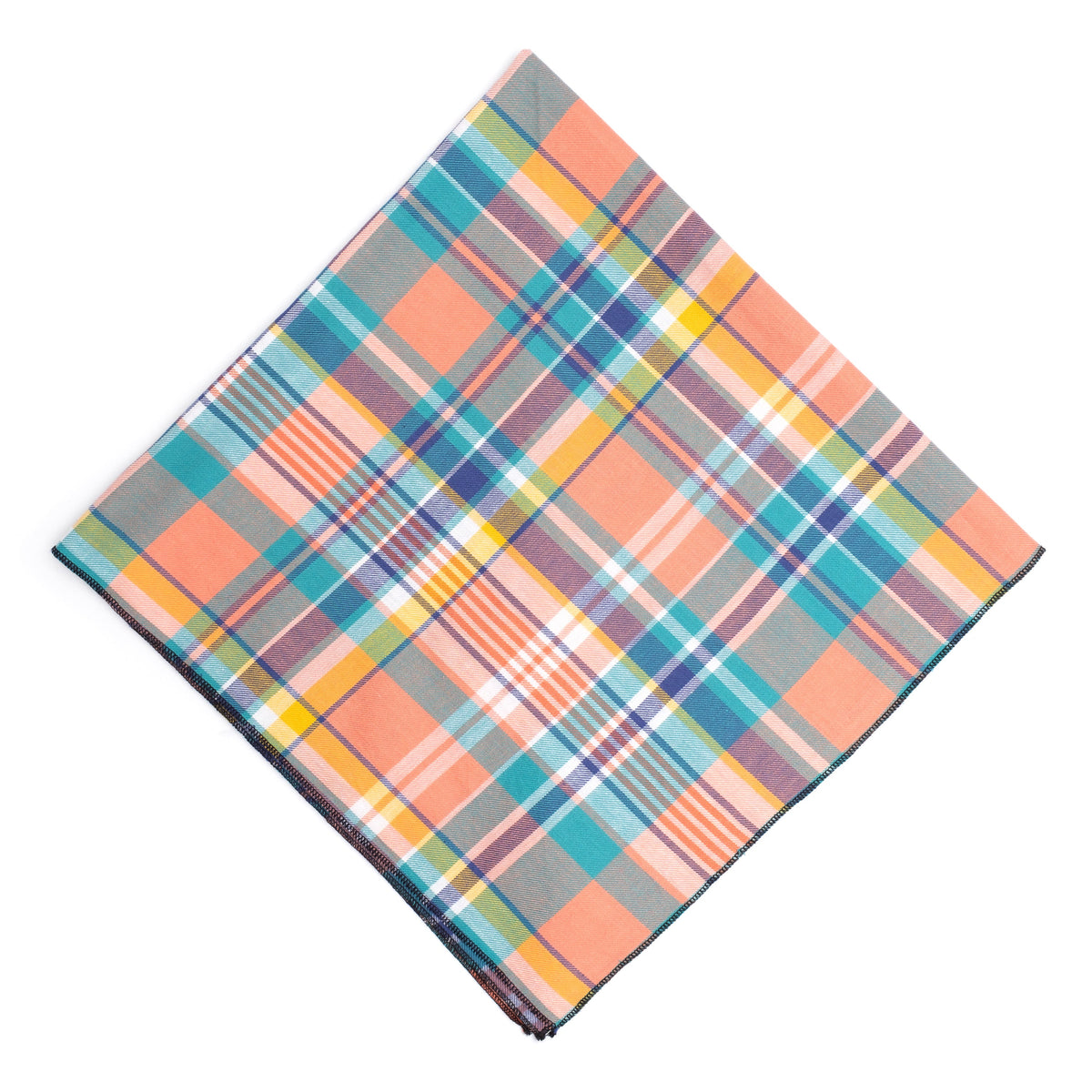 Peach Multi Plaid Dog Bandana – Cotton, Peach Multicolored, Sizes S, L