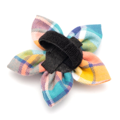Peach Multi Plaid Dog Flower – Cotton, Peach Multicolored, Sizes S, L