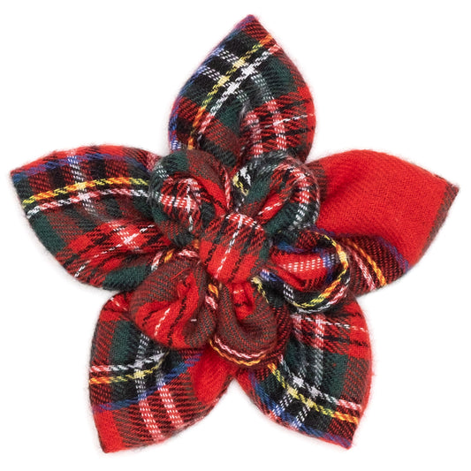 Red Plaid III Dog Flower – Cotton, Red, Sizes S, L