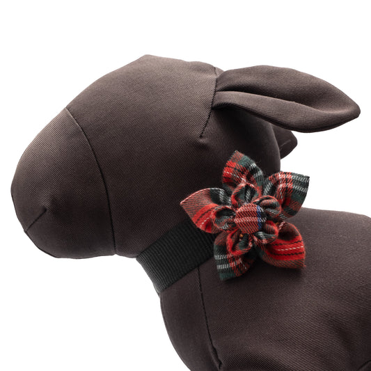 Red Plaid III Dog Flower – Cotton, Red, Sizes S, L