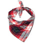 Red/Green/Navy Plaid Dog Bandana – Cotton, Red Multicolored, Sizes S, L