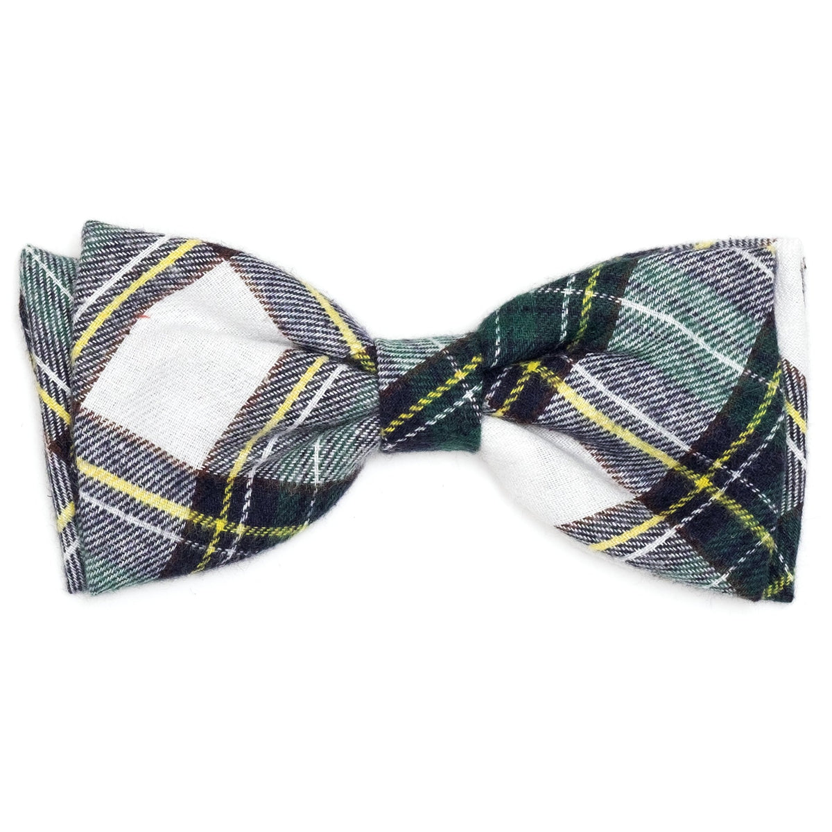 Stewart Tartan Plaid Dog Bow Tie – Cotton, Green/White & Red/White, Sizes S, L