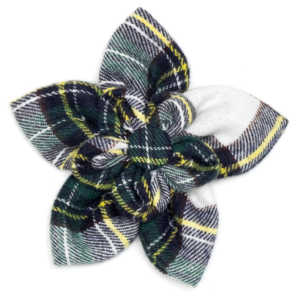 Stewart Tartan Green Dog Flower – Cotton, Green/White & Red/White, Sizes S, L