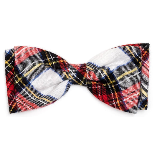 Stewart Tartan Plaid Dog Bow Tie – Cotton, Green/White & Red/White, Sizes S, L