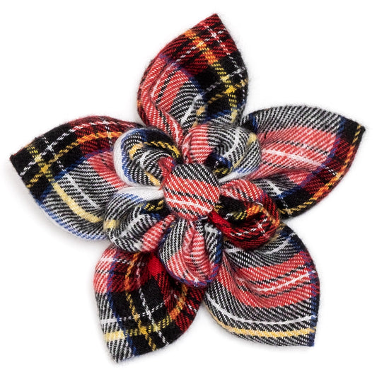 Stewart Tartan Green Dog Flower – Cotton, Green/White & Red/White, Sizes S, L