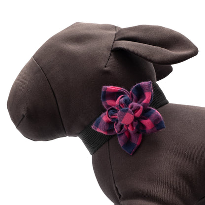 Pink/Navy Buffalo Check Dog Flower – Cotton, Pink/Navy, Sizes S, L
