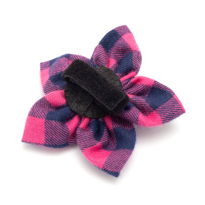 Pink/Navy Buffalo Check Dog Flower – Cotton, Pink/Navy, Sizes S, L