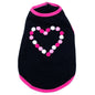 Pom Pom Heart Dog Tank Top – Cotton, Black, Sizes XS–XXL