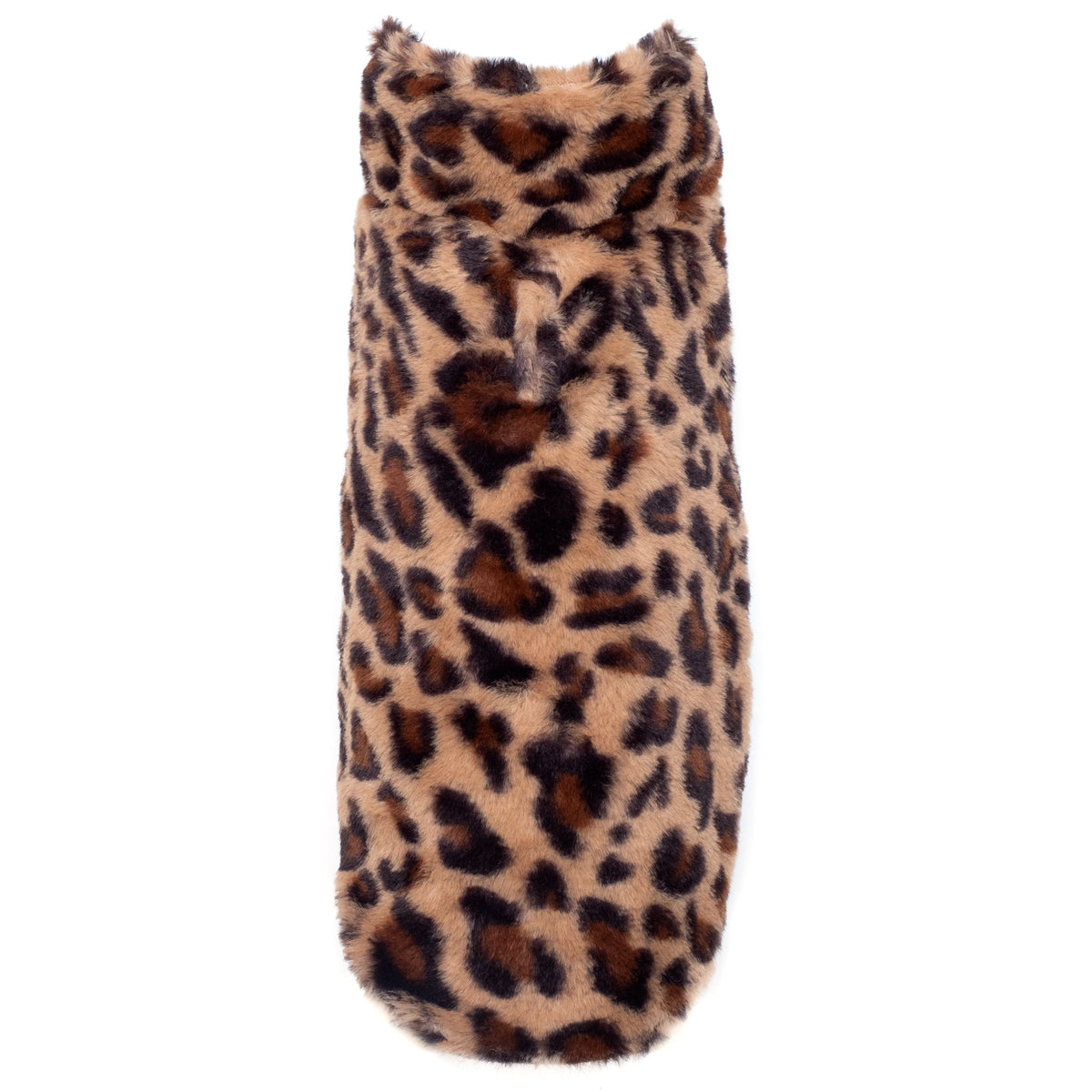 Leopard Fur Dog Jacket – Polyester, Brown, Sizes XS–XXL