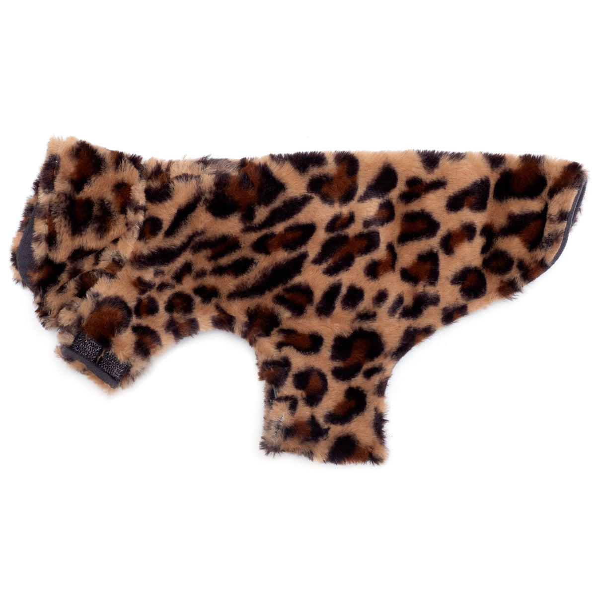 Leopard Fur Dog Jacket – Polyester, Brown, Sizes XS–XXL