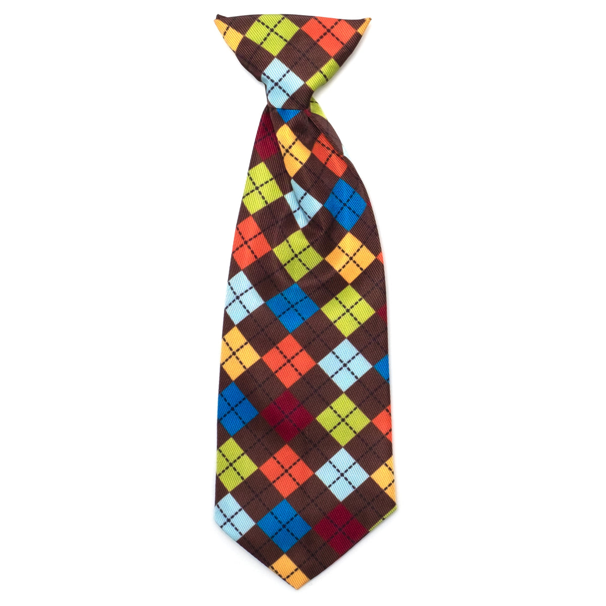Autumn Argyle Dog Neck Tie – Polyester, Brown, Sizes S, L