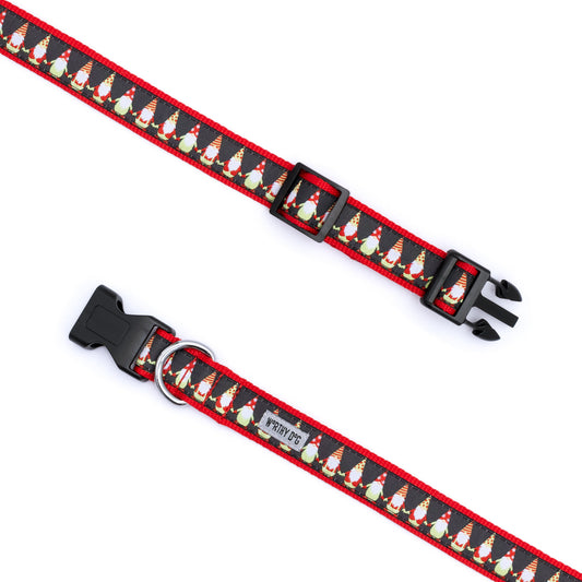 Gnomes Dog Collar – Black, Sizes XS–XL