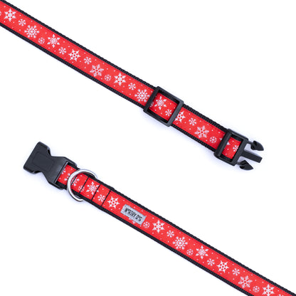 Let It Snow Dog Collar – Red, Sizes XS–XL
