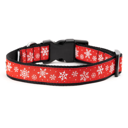 Let It Snow Dog Collar – Red, Sizes XS–XL