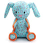 Mint Bunny Squeaky Dog Toy with Orange Rope Details, front view with orange rope