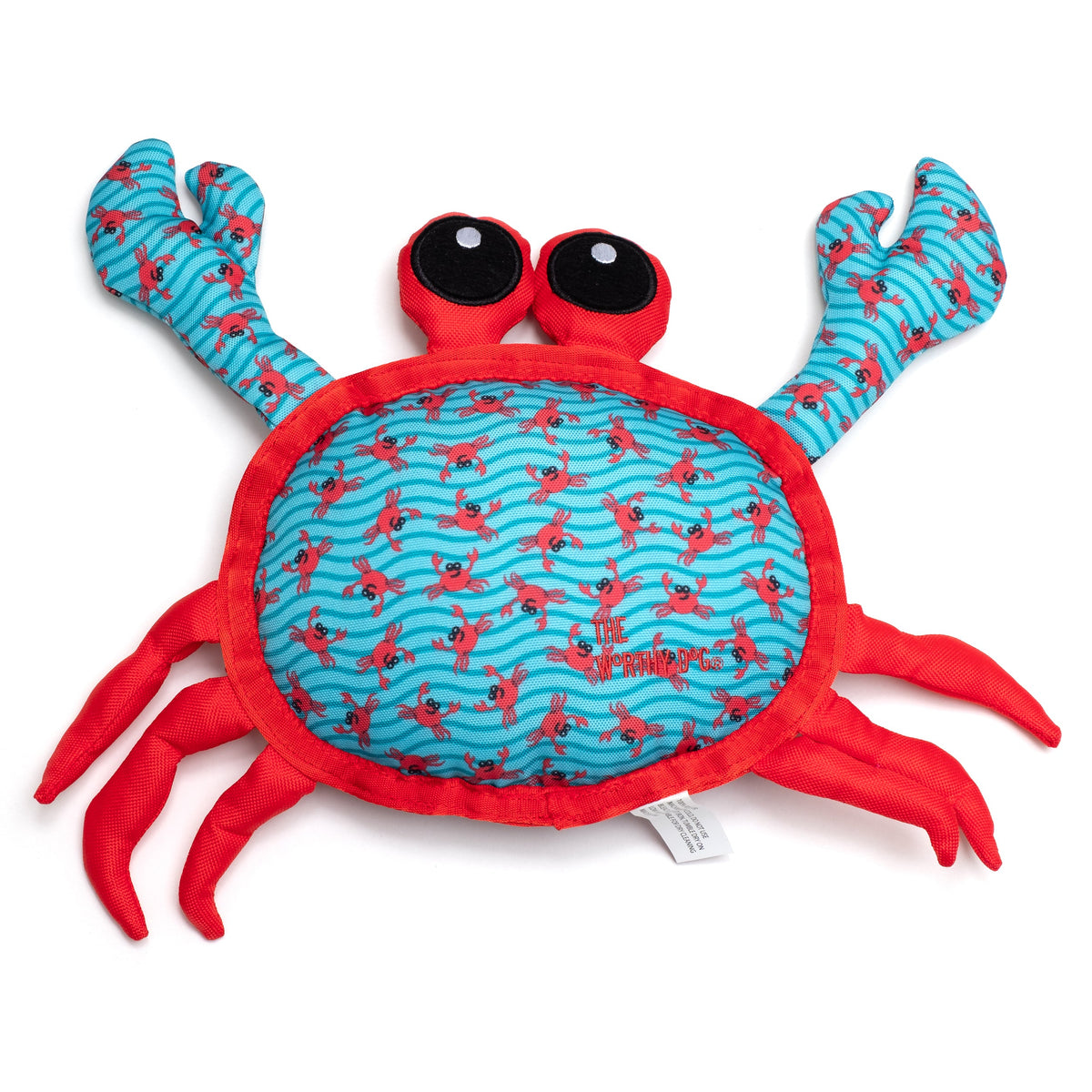 Crab Squeaky Dog Toy in teal, main product view