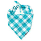 Madras Plaid Classic Dog Bandana – Cotton, Turquoise/White, Sizes S, L