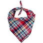 Madras Plaid Classic Dog Bandana – Cotton, Red/Navy/Multicolored, Sizes S, L