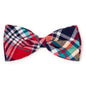 Madras Plaid Dog Bow Tie – Cotton, Red/Navy/Multicolored, Sizes S, L