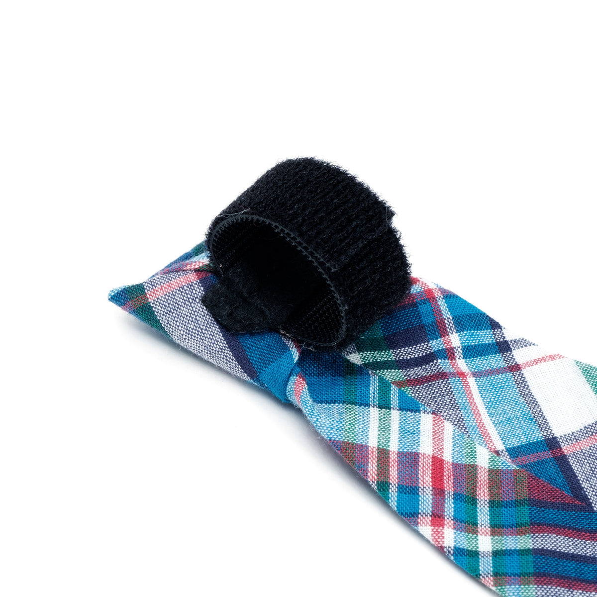 Madras Plaid Dog Neck Tie – Cotton, Blue/Navy/Multicolored, Sizes S, L