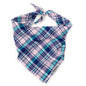 Madras Plaid Classic Dog Bandana – Cotton, Navy/Pink/Turquoise, Sizes S, L