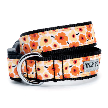 Fleurs Dog Collar – Yellow & Pink, Sizes XS–XL