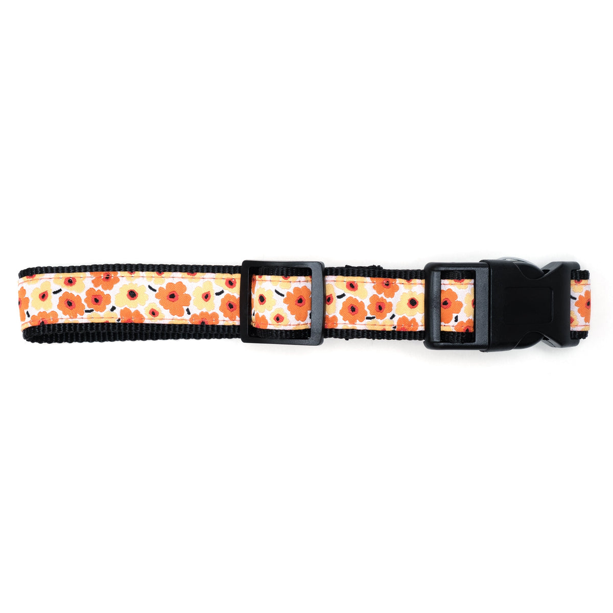 Fleurs Dog Collar – Yellow & Pink, Sizes XS–XL