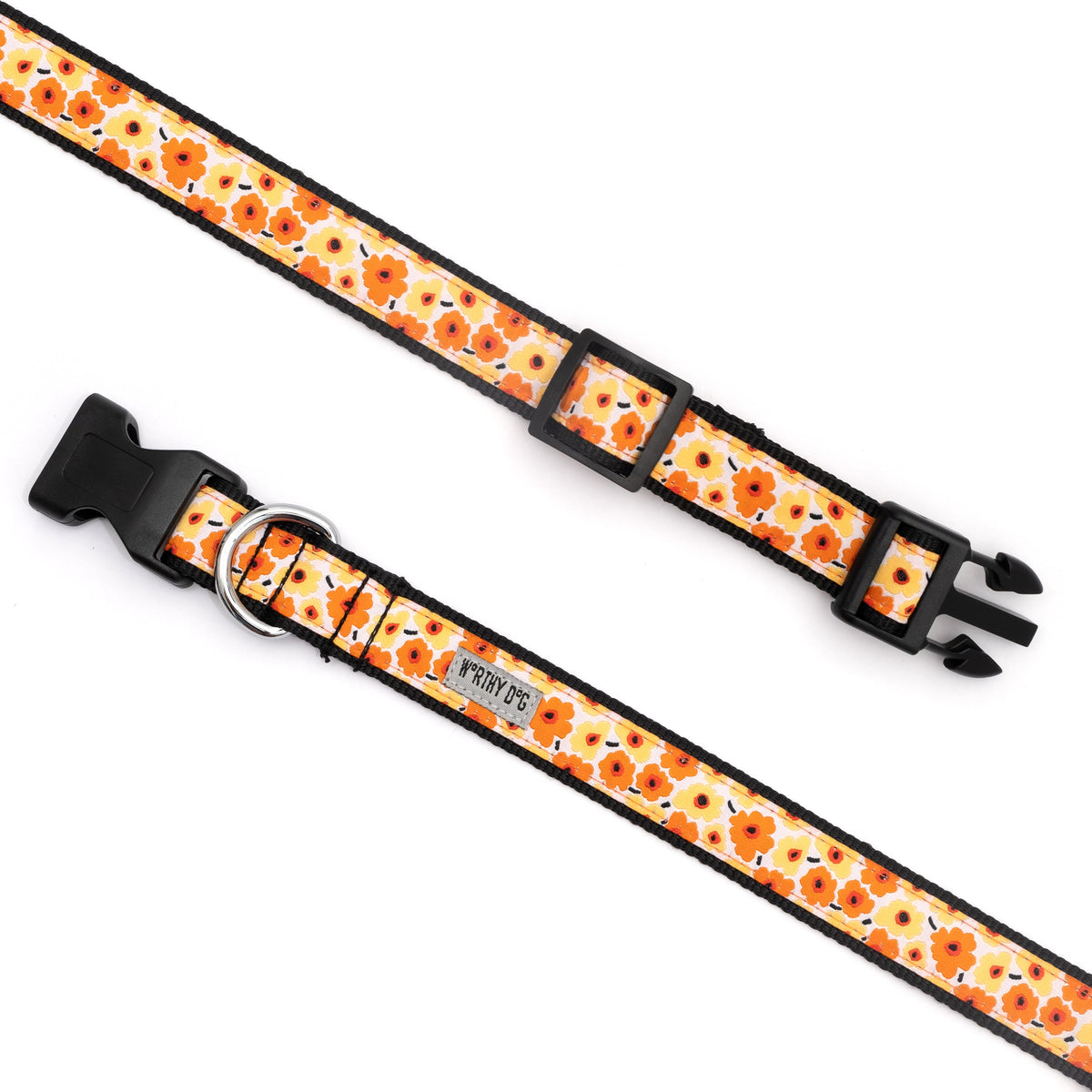 Fleurs Dog Collar – Yellow & Pink, Sizes XS–XL
