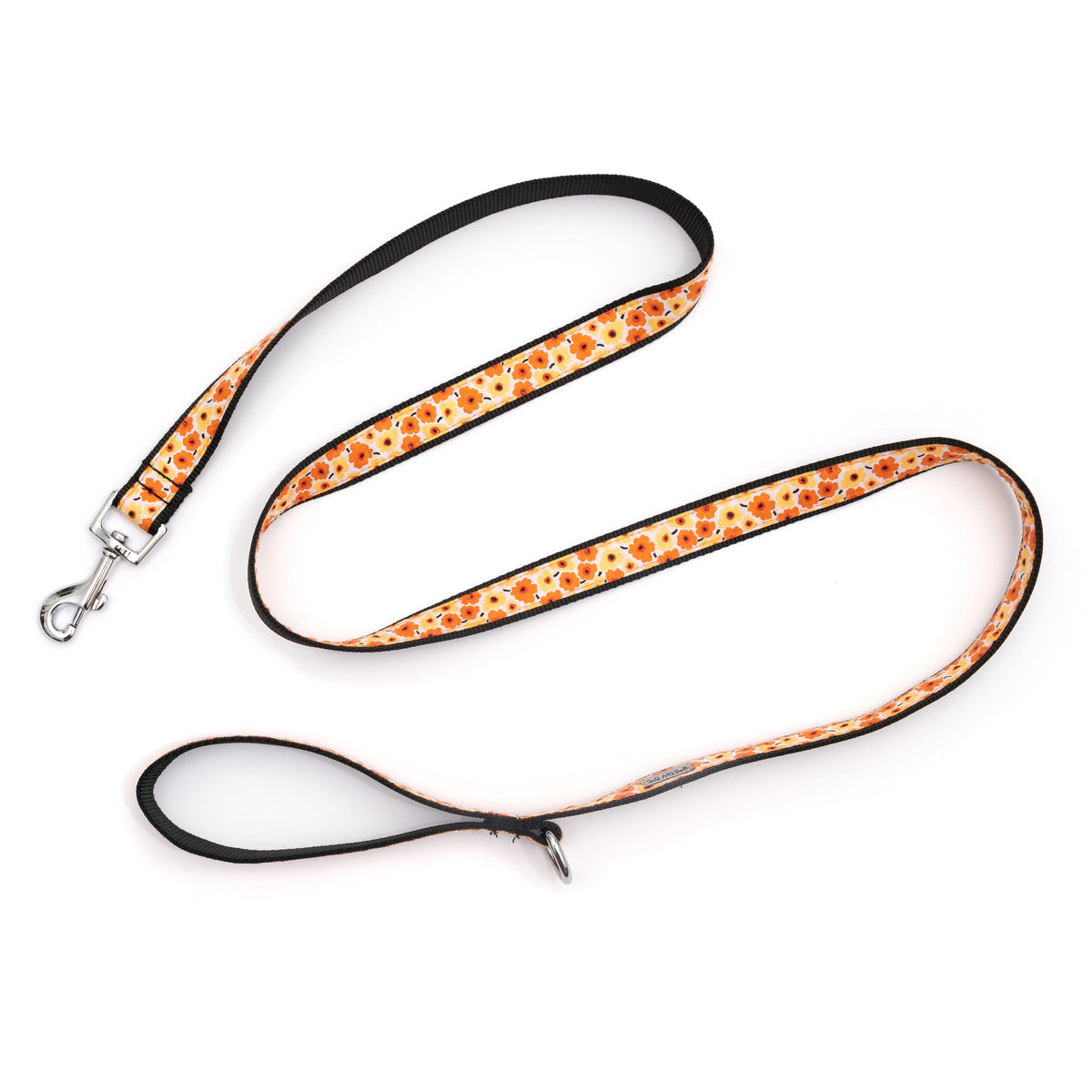 Fleurs Floral Nylon Dog Leash — extended yellow leash