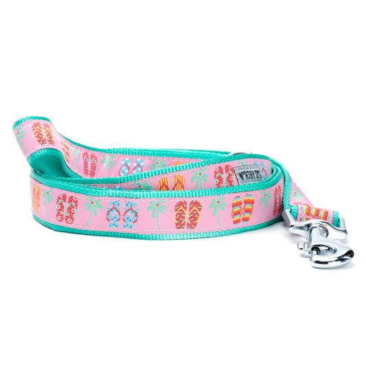 Pink Flip Flops Nylon Dog Leash — coiled leash