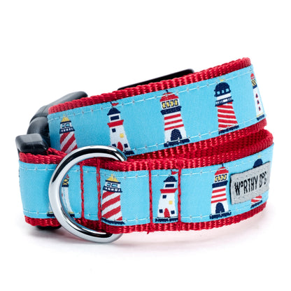 Lighthouses Dog Collar – Blue, Sizes XS–XL