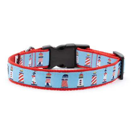 Lighthouses Dog Collar – Blue, Sizes XS–XL