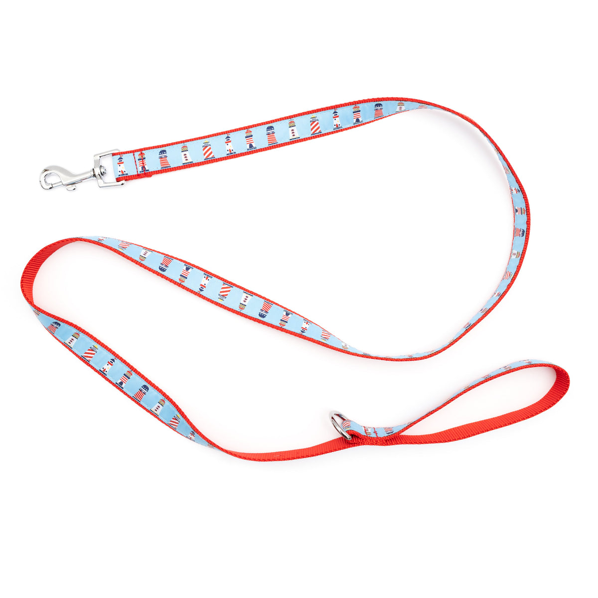 Blue Lighthouse Nylon Dog Leash — extended leash