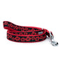 Black Poppy Floral Nylon Dog Leash — coiled leash