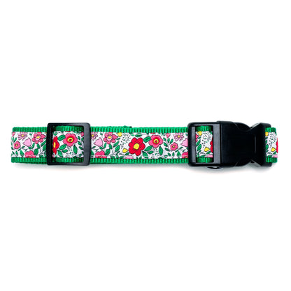 Spring Garden Dog Collar – Coral, Sizes XS–XL