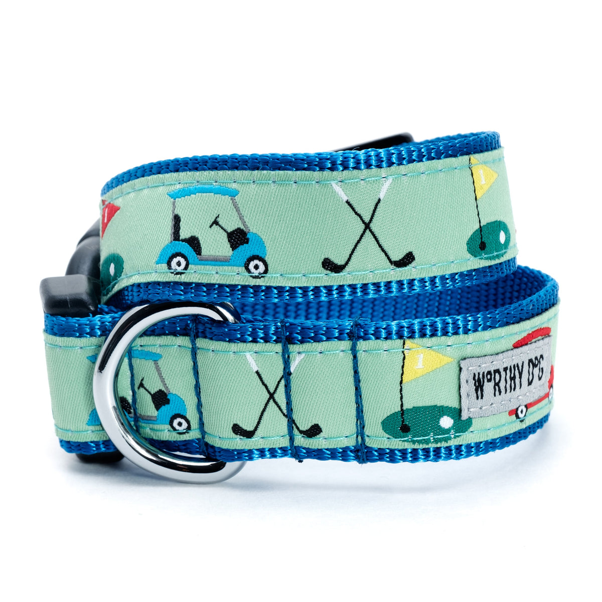 Golf Dog Collar – Green & Pink, Sizes XS–XL
