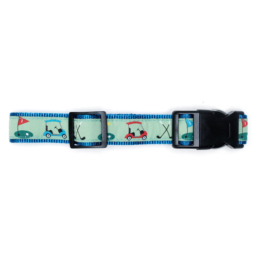 Golf Dog Collar – Green & Pink, Sizes XS–XL
