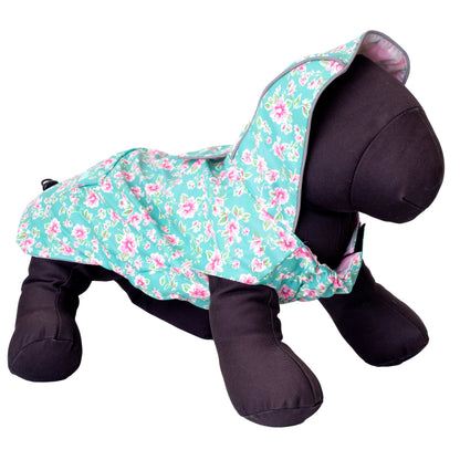 Teal Floral Dog Raincoat, teal, product view 2