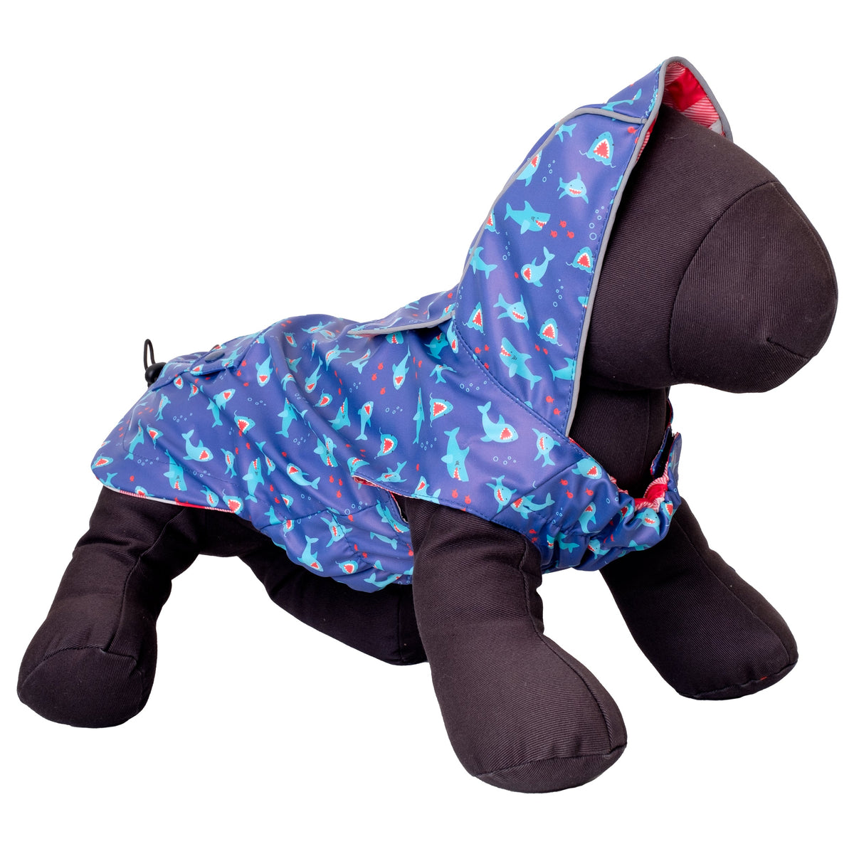 Blue Shark Dog Raincoat, blue, product view 2