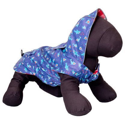 Blue Shark Dog Raincoat, blue, product view 2