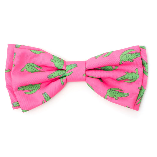 Al the Gator Dog Bow Tie – Polyester, Pink & Blue, Sizes S, L