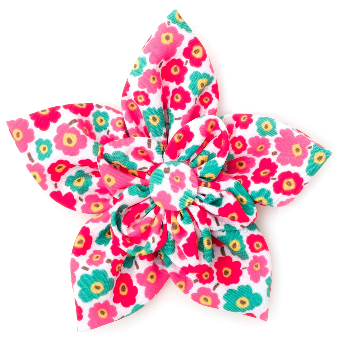 Fleurs Dog Flower – Polyester, Pink & Yellow, Sizes S, L