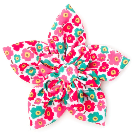 Fleurs Dog Flower – Polyester, Pink & Yellow, Sizes S, L