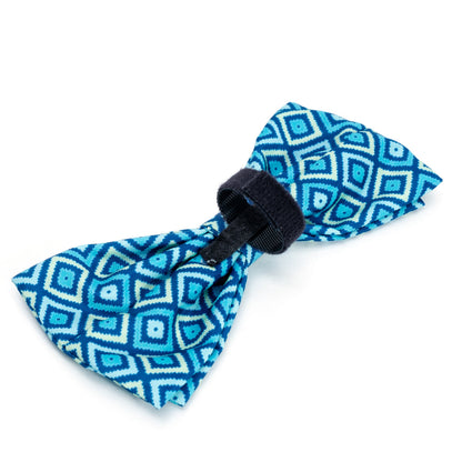 Graphic Diamond Dog Bow Tie – Polyester, Blue, Sizes S, L