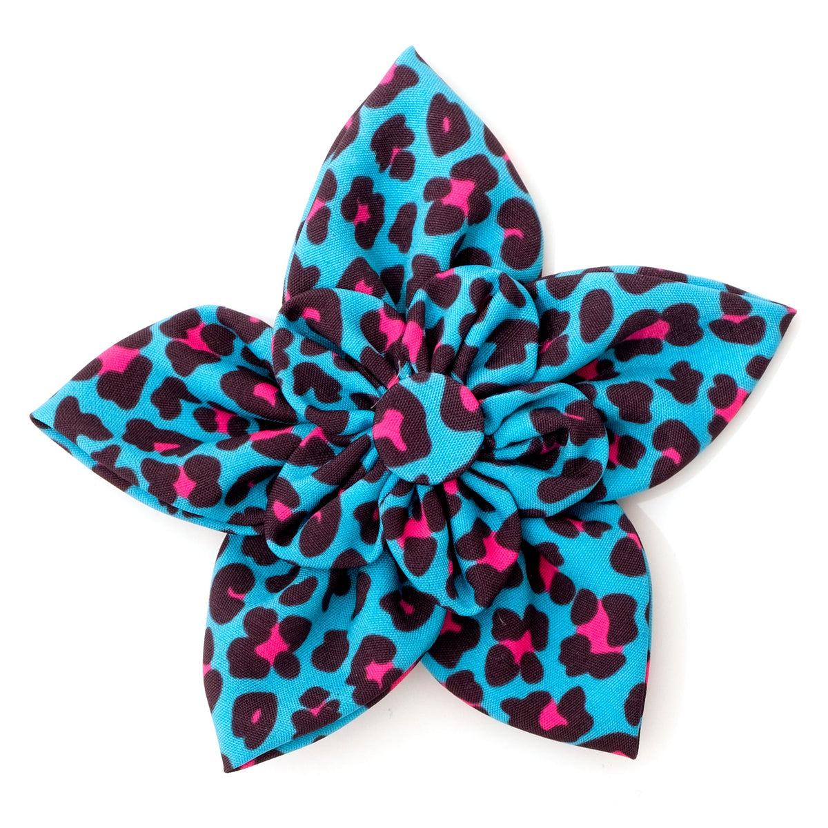 Leopard Dog Flower – Polyester, Tan, Pink & Teal, Sizes S, L