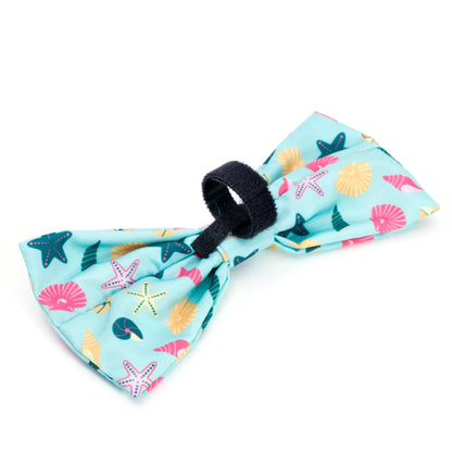 Seashells Dog Bow Tie – Polyester, Teal, Sizes S, L